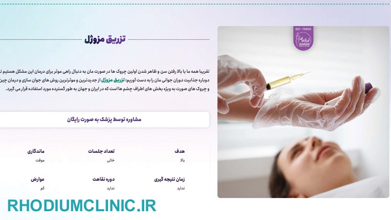 کلینیک‌ تزریق مزوژل ایرانیان در تهران