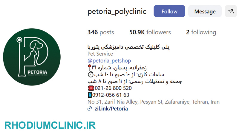 کلینیک دامپزشکی پتوریا در زعفرانیه